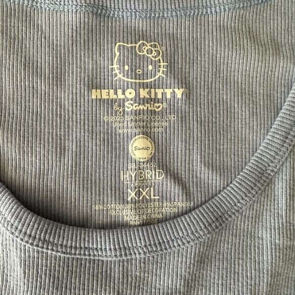 Girls Baby Blue Ribbed Crop Hello Kitty Tank Top Size XXL - Picture 3 of 3